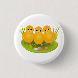Drei glückliche Ostergelbe Hühner Button