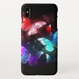 Drei glühende Schmetterlinge im Hintergrund iPhone Hülle