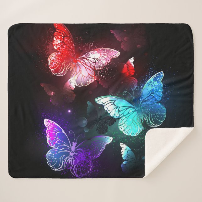 Drei glühende Schmetterlinge im Hintergrund Sherpadecke (Vorderseite (Horizontal))