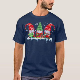Drei Gnomaden Bücher lesen Funny Xmas Lights Gnome T-Shirt