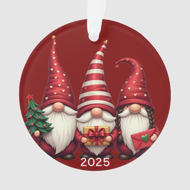 Drei Gnome 2025 Weihnachten  Ornament (Vorderseite)