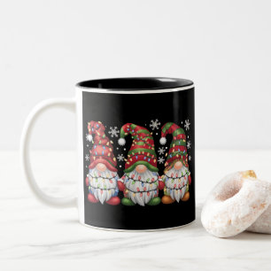 Drei Gnome Büffelkariert Rot Weihnachten Zweifarbige Tasse