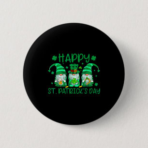 Drei Gnome halten Shamrock Leopard Karo st Button