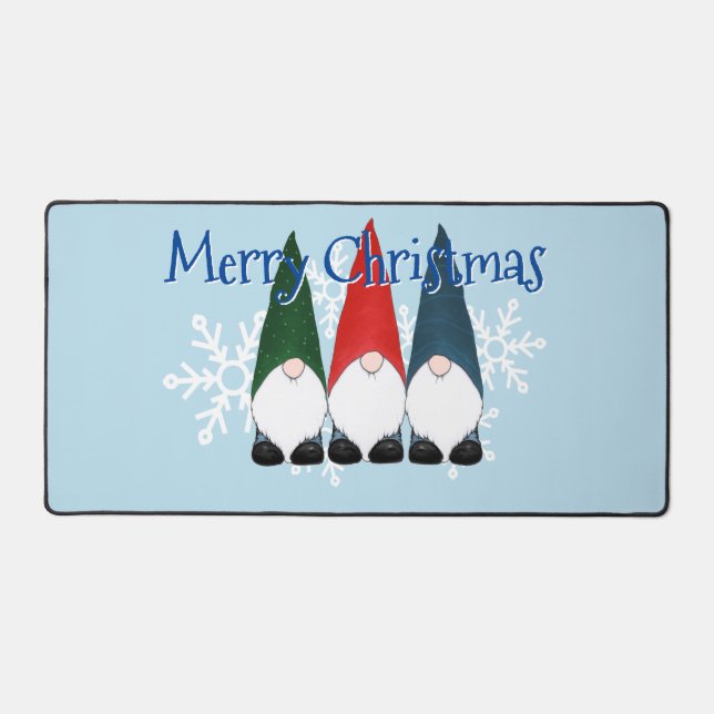 Drei Gnome in Hats Weihnachten Schreibtischunterlage (Vorderseite)