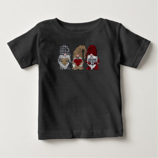 Drei Gnome in Leopard Buffalo Karierte Weihnachten Baby T-shirt