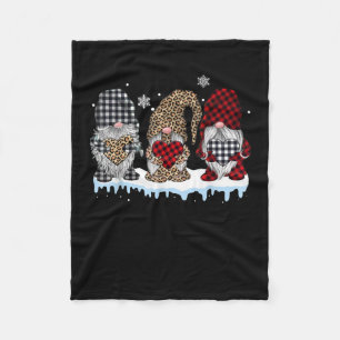 Drei Gnome in Leopard Buffalo Karierte Weihnachten Fleecedecke
