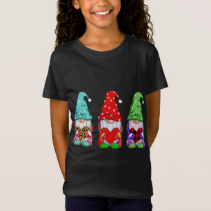 Drei Gnome Kariertes Herz Leopard Valentine T-Shirt