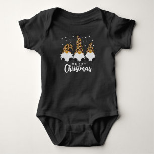 Drei Gnome mit Leopard Karierte Weihnachten Baby Strampler