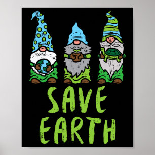 Drei Gnome Pflanze Schildkröte Rette Erdgartenrad Poster
