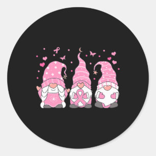 Drei Gnome rosa Ribbon Krieger Brustkrebs Krieg Runder Aufkleber