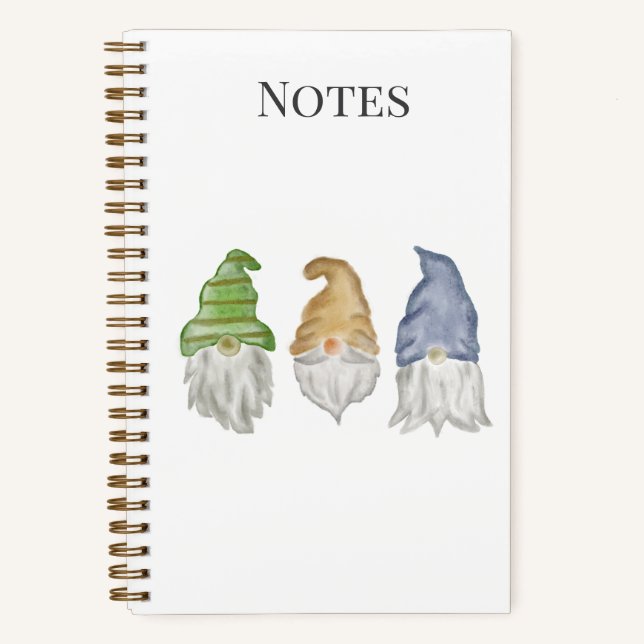 Drei Gnome Wasserfarben Spiralblock  Notizbuch (Vorderseite)