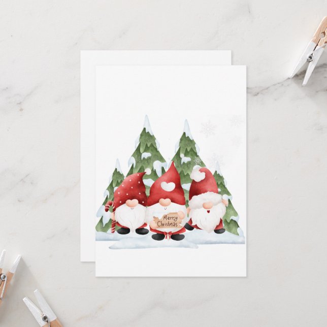 Drei Gnome Weihnachts-Einladung Einladung (Vorderseite/Rückseite Beispiel)