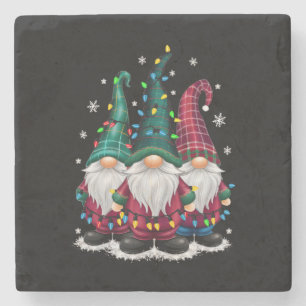 Drei Gnome Weihnachtsbeleuchtung Xmas-Fest Steinuntersetzer