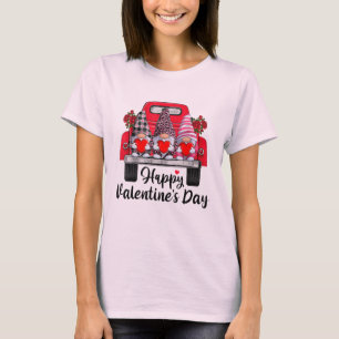 Drei Gnomen und roter Lkw Happy Valentine's Day T-Shirt