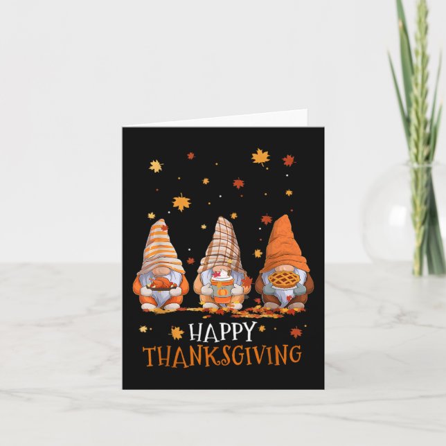 Drei Gnomes Frohes Erntedankfest Herbst Herbst Gn Karte (Vorderseite)