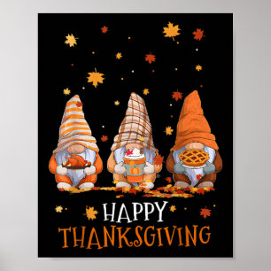 Drei Gnomes Frohes Erntedankfest Herbst Herbst Gn Poster