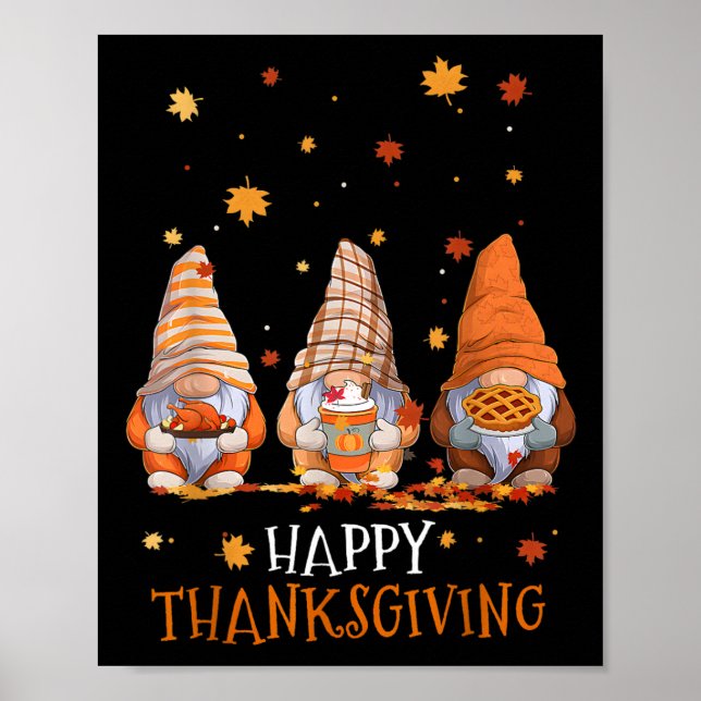 Drei Gnomes Frohes Erntedankfest Herbst Herbst Gn Poster (Vorne)