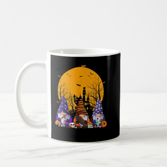 Drei Gnomes glückliches Halloween Fall Candy Corn  Kaffeetasse (Links)