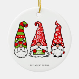 Drei Gnomes Illustrationen Frohe Weihnachten Keramik Ornament