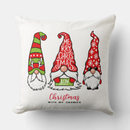 Drei Gnomes Illustrationen Frohe Weihnachten Kissen