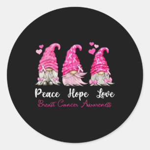 Drei Gnomes Peace Hope Liebe Brustkrebs Awarene Runder Aufkleber