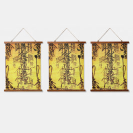 Drei Gohonzon Hangings Wandteppich Mit Holzrahmen