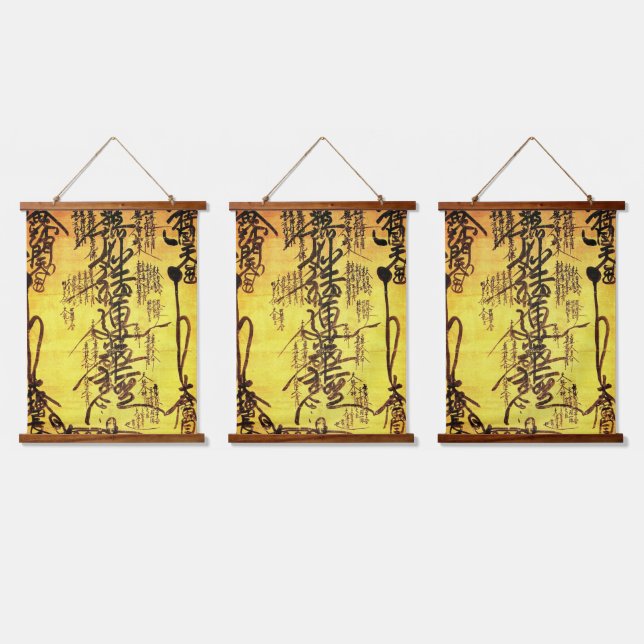 Drei Gohonzon Hangings Wandteppich Mit Holzrahmen (Dreifach)