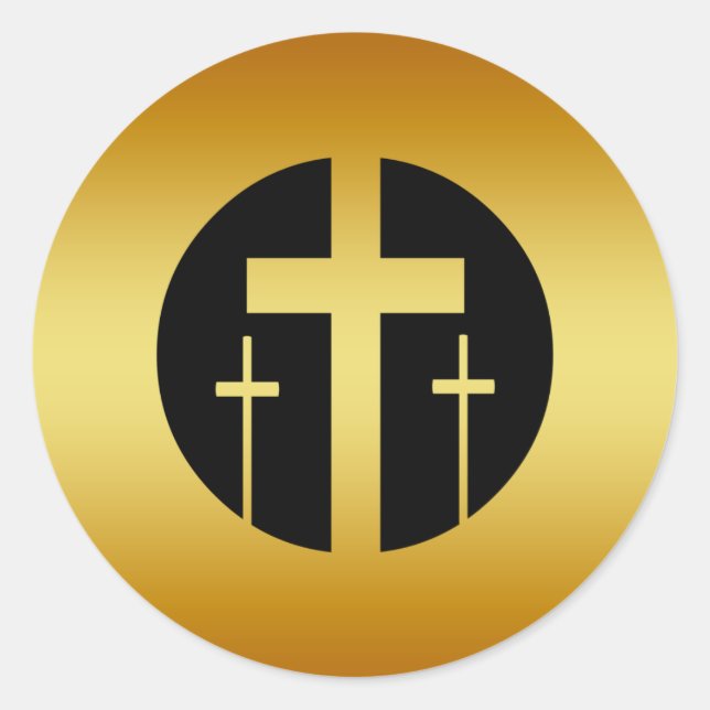 DREI GOLD CROSSES RUNDER AUFKLEBER (Vorderseite)