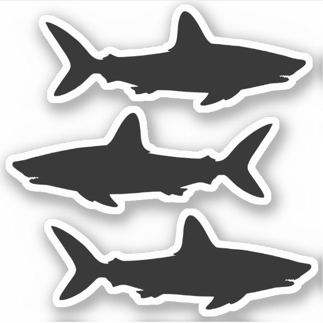 Drei Grafen Black Swimming Hai Silhouette Aufkleber (Vorderseite)