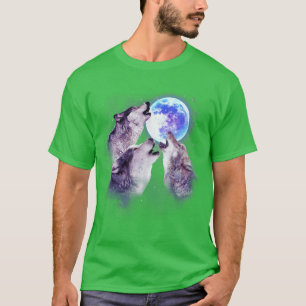 Drei graue Wolf heulen bei Mond 3 Wölfe Weltraum G T-Shirt