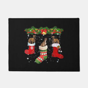 Drei Grauhund Hund in Socken Weihnachten Weihnacht Fußmatte