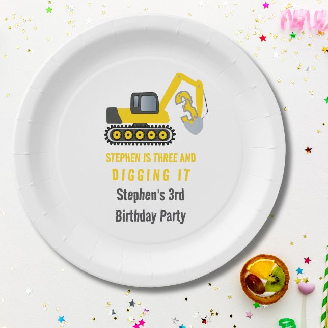 Drei & Gravur Bau 3. Geburtstag Party Pappteller (Von Creator hochgeladen)