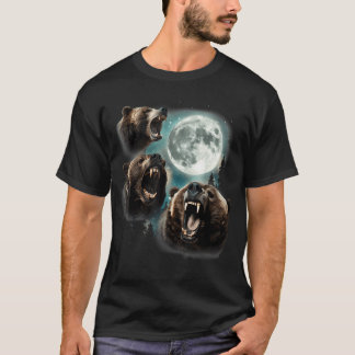 Drei Grizzlybären heulen am mondbeschienenen Stern T-Shirt
