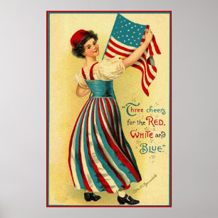 Drei Gruben für Rot, Weiß und Blau Poster