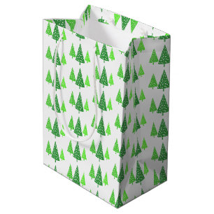 Drei Grüne Wasserfarben Polka Dot Trees Mittlere Geschenktüte