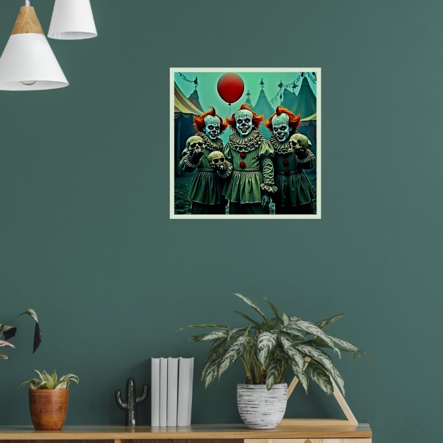Drei gruselige Clowns Skull Few Design Poster (Wohnzimmer 1)