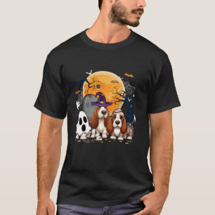 Drei Halloween Basset Hounds Cosplay Hexengarten T-Shirt