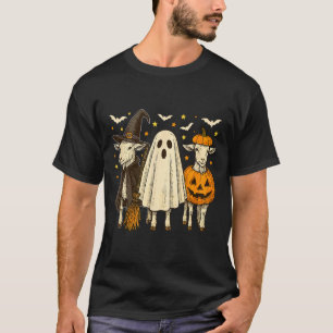 Drei Halloween-Ziegen Cosplay Hexe Boo Geschnitzte T-Shirt