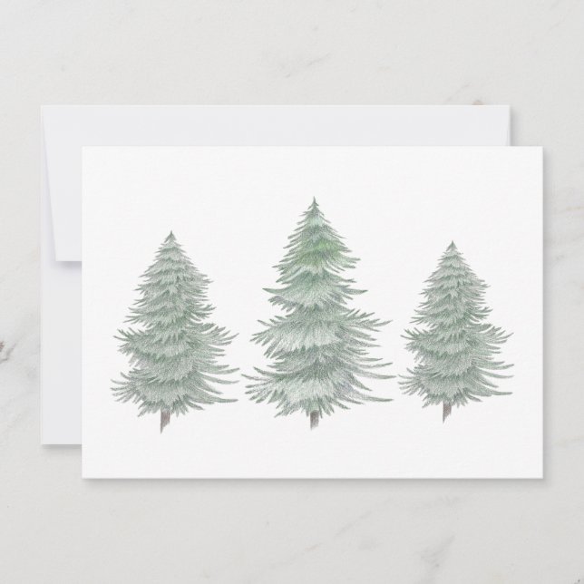 Drei handgezogene Evergreen Trees Mitteilungskarte (Vorderseite)