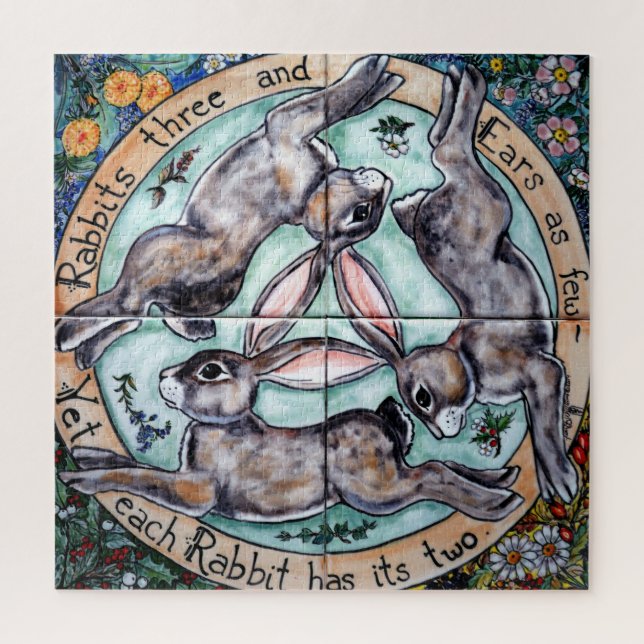 Drei Hasen Hare Chase Circle Woodland Tier (Vertikal)