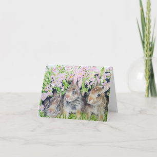 Drei Hasen-Osterkarte handgemalt feine Kunst Karte