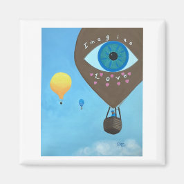 Drei Heißluftballons Stellen Sie sich Liebe Square Magnet