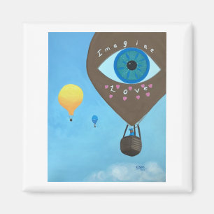 Drei Heißluftballons Stellen Sie sich Liebe Square Magnet