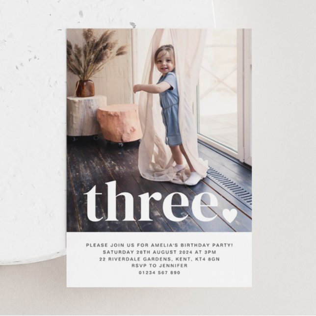 Drei Herzstücke Foto Erster Geburtstag Einladung (Von Creator hochgeladen)