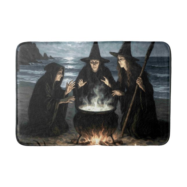 Drei Hexen Brew Cauldron Vollmond Strand Badematte (Vorderseite)