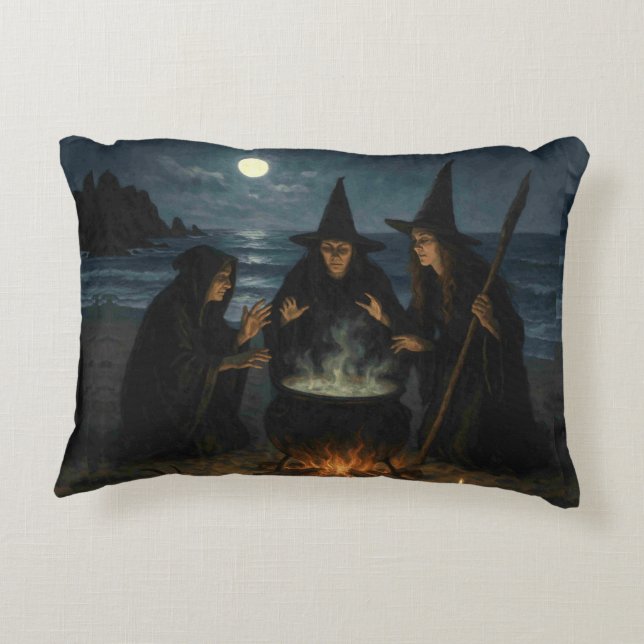 Drei Hexen Brew Cauldron Vollmond Strand Dekokissen (Rückseite)
