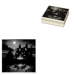 Drei Hexen Brew Cauldron Vollmond Strand Gummistempel