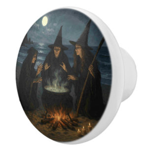 Drei Hexen Brew Cauldron Vollmond Strand Keramikknauf