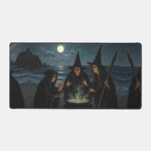 Drei Hexen Brew Cauldron Vollmond Strand Schreibtischunterlage