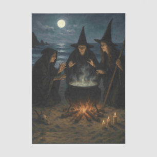 Drei Hexen Brew Cauldron Vollmond Strand Seidenpapier